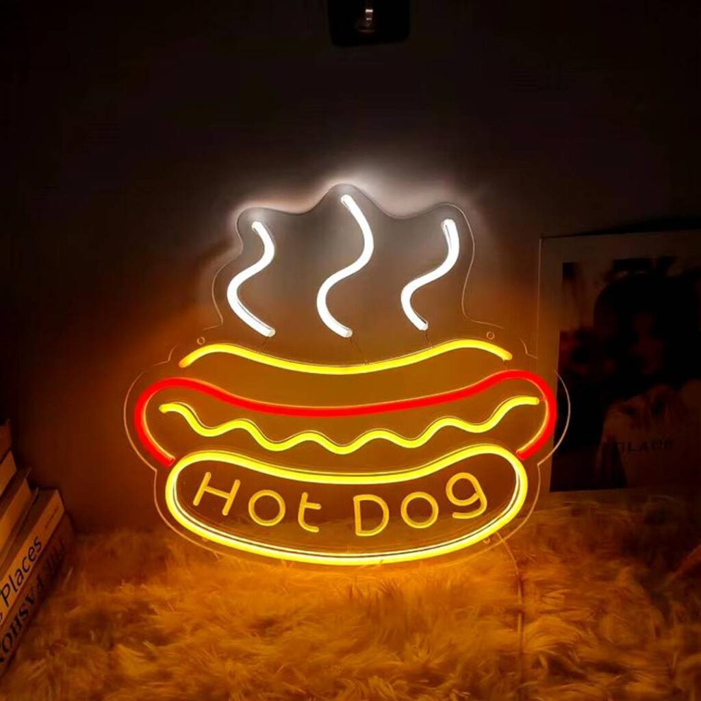 hot dog neon sign