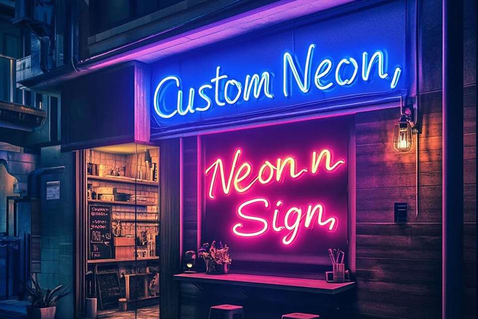 Blue neon signs