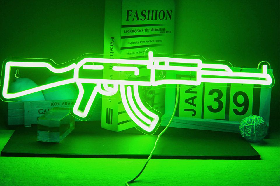 green neon sign