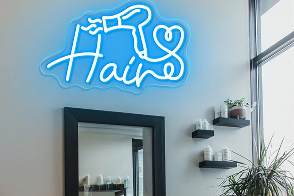 hair salon neon sign