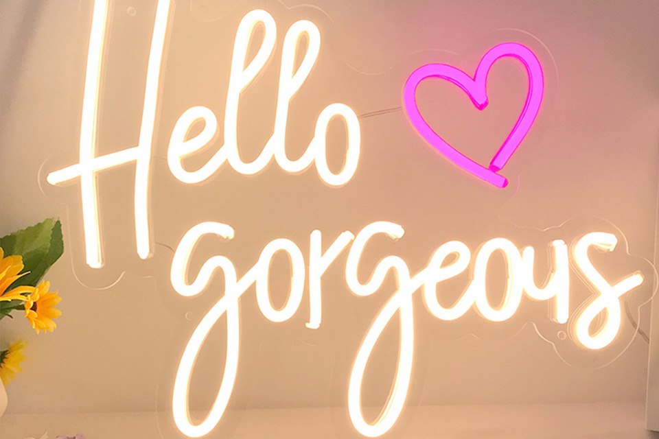 hello gorgeous neon sign