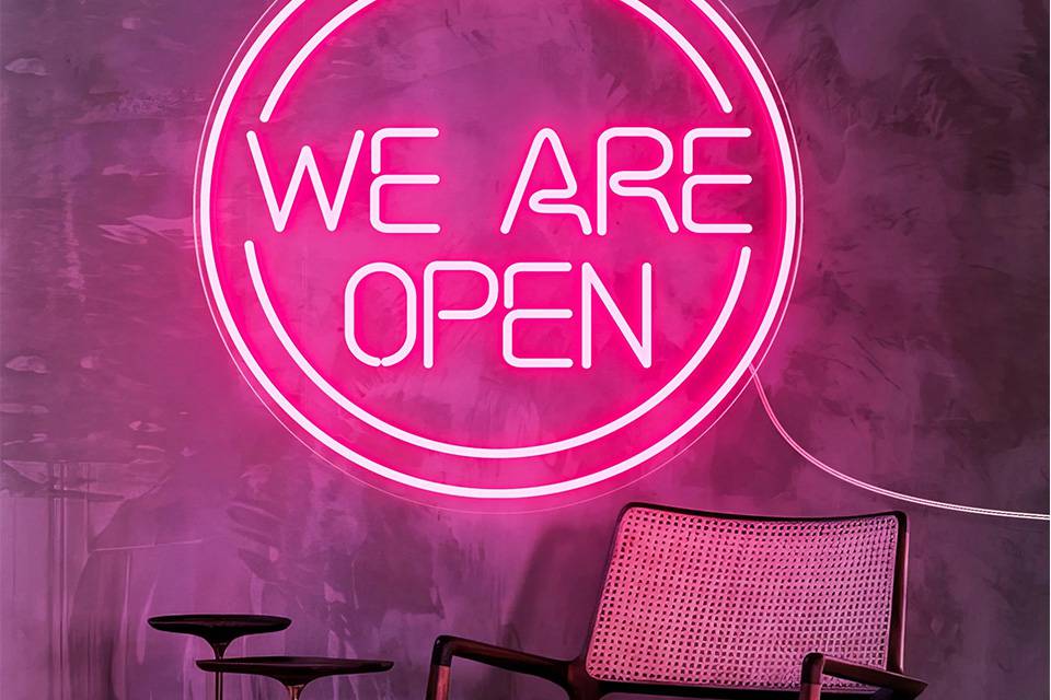 open neon sign