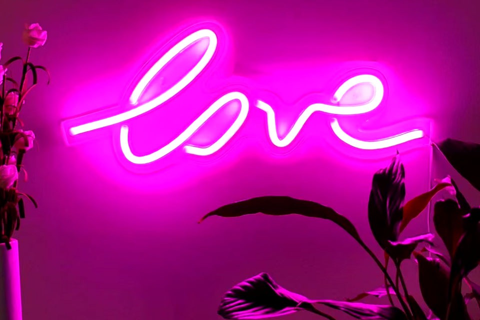 pink neon sign